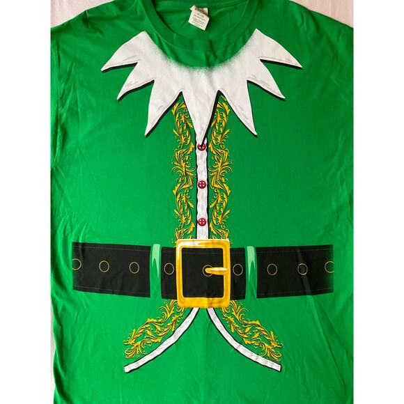 Dec.25th Men Short Sleeve Crewneck T-shirt Size XL, Green, Aldult Elf - Picture 6 of 7